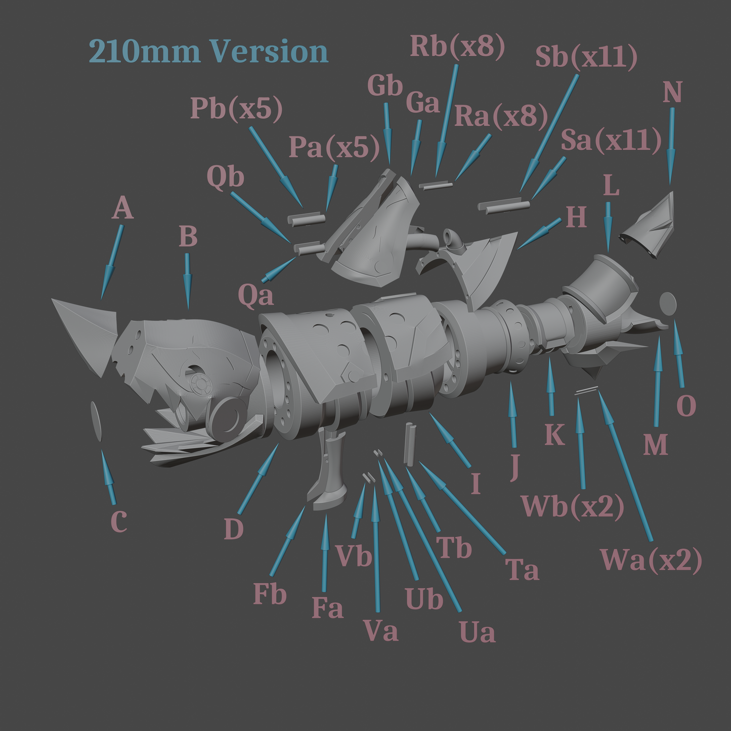 Jinx Arcane Shark Bazooka (Fishbones)- Digital 3D Model - League of Legends - Jinx Arcane Cosplay