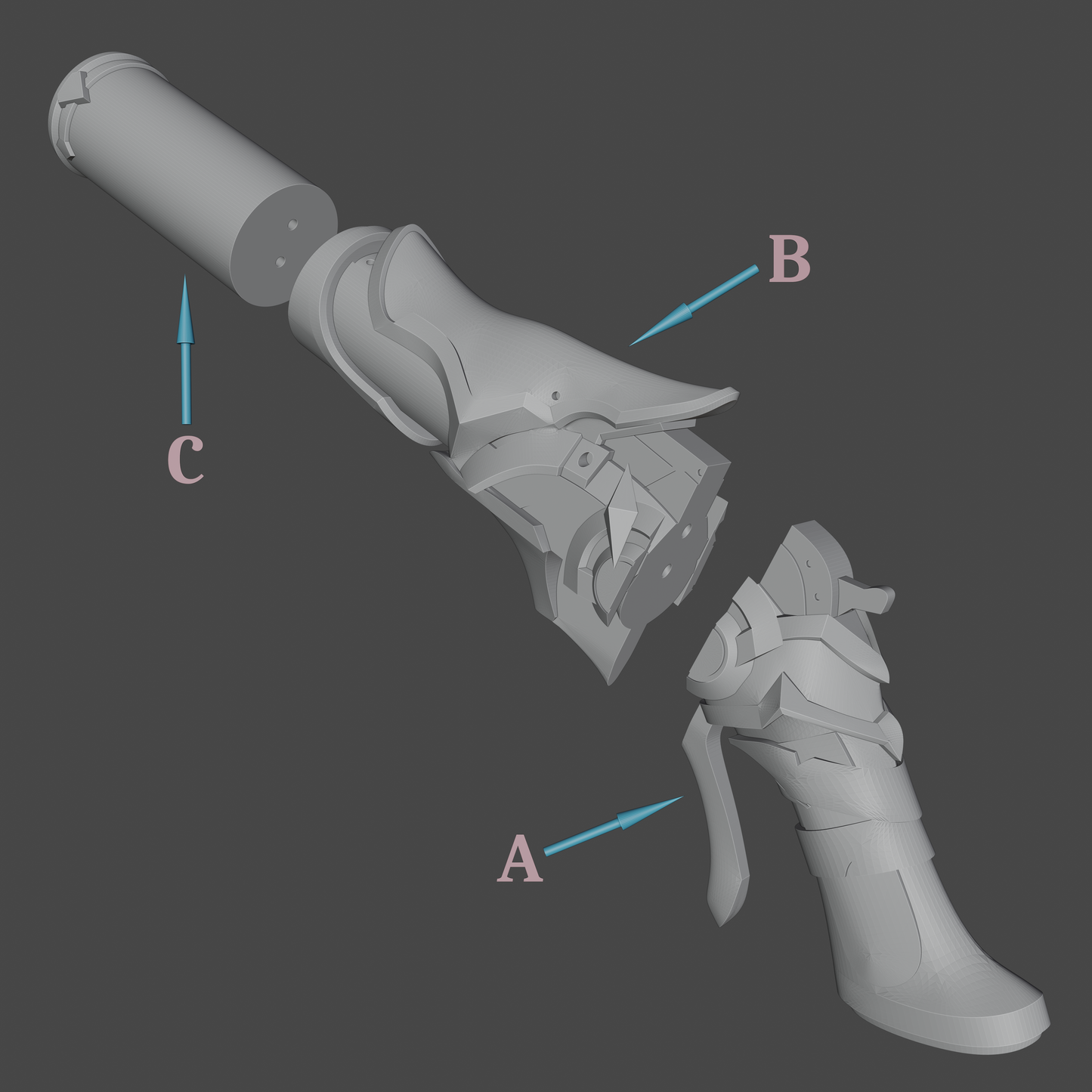 Cryogunner Legionnaire Gun - Digital 3D Model - Genshin Impact - Cryogunner Legionnaire Cosplay