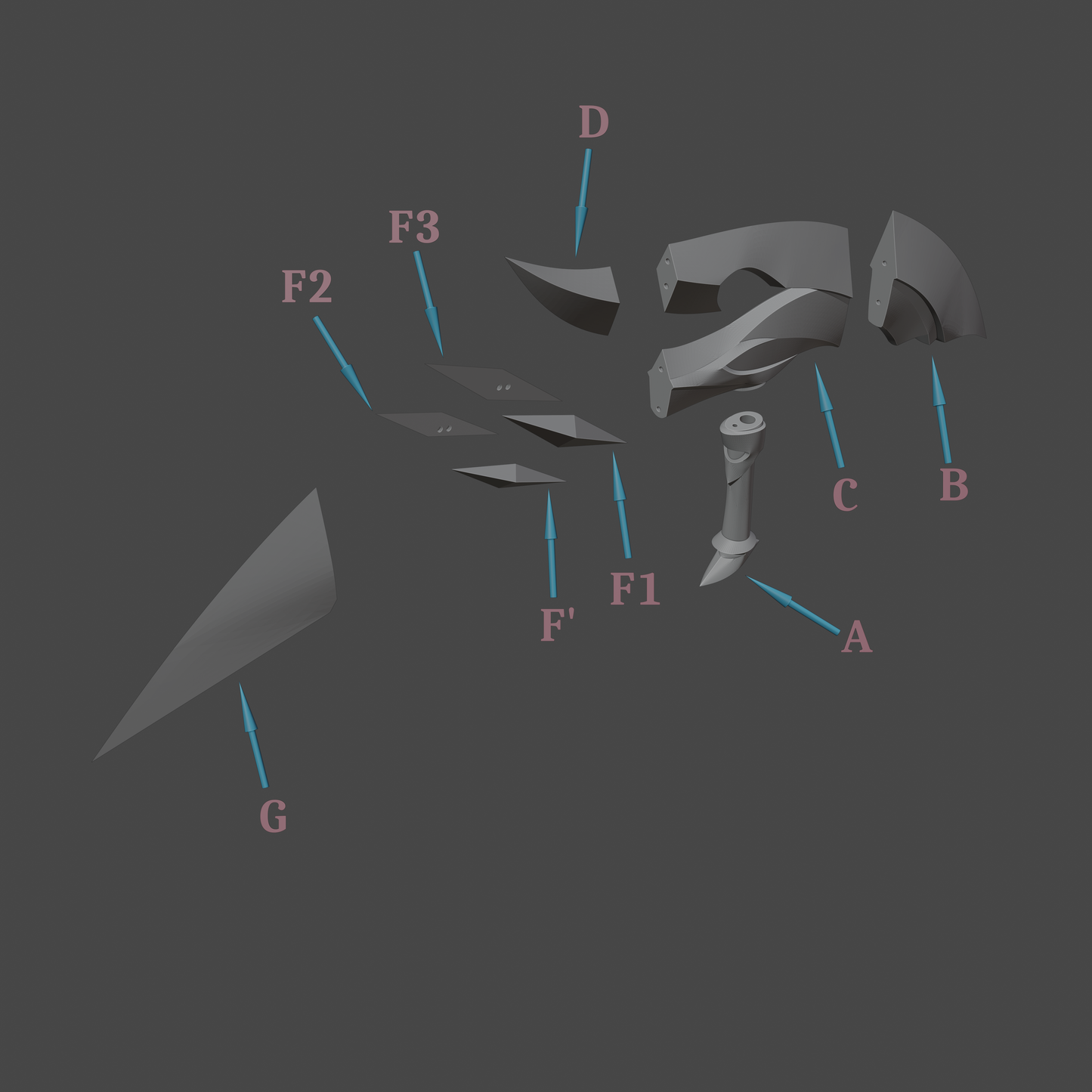 Agent's Sacrificial Knife - Digital 3D Model - Genshin Impact - Fatui Pyro Agent Cosplay