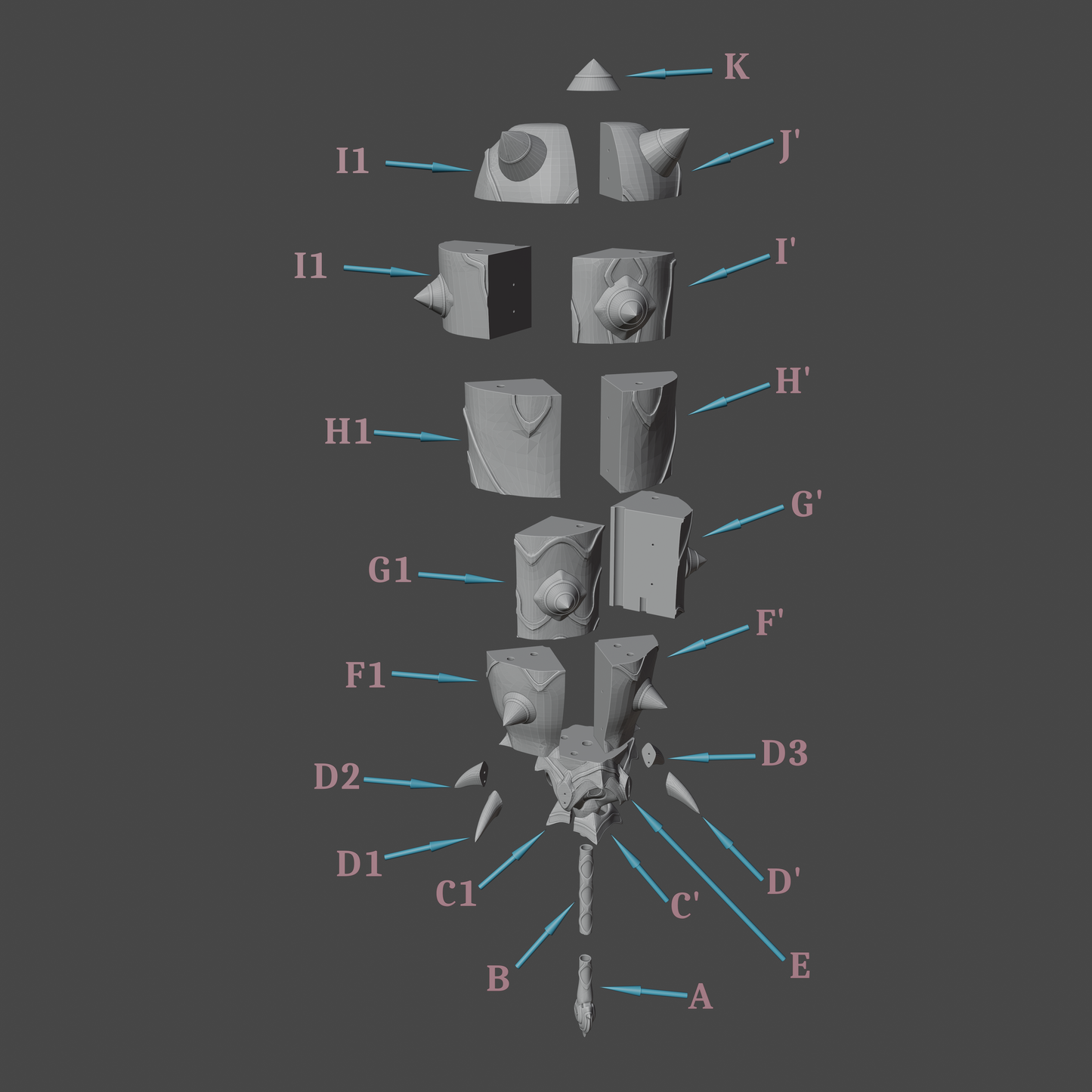 Itto Mace - Digital 3D Model - Genshin Impact - Arataki Itto Cosplay