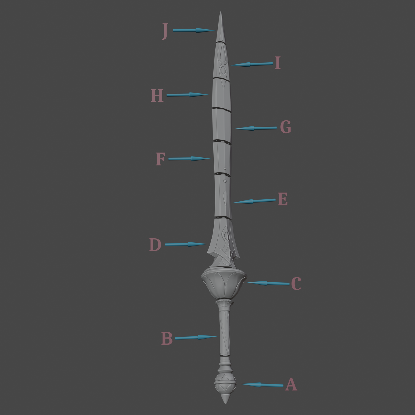 Xiphos Moonlight Sword - Digital 3D Model- Genshin Impact - Kaedehara Kazuha Cosplay