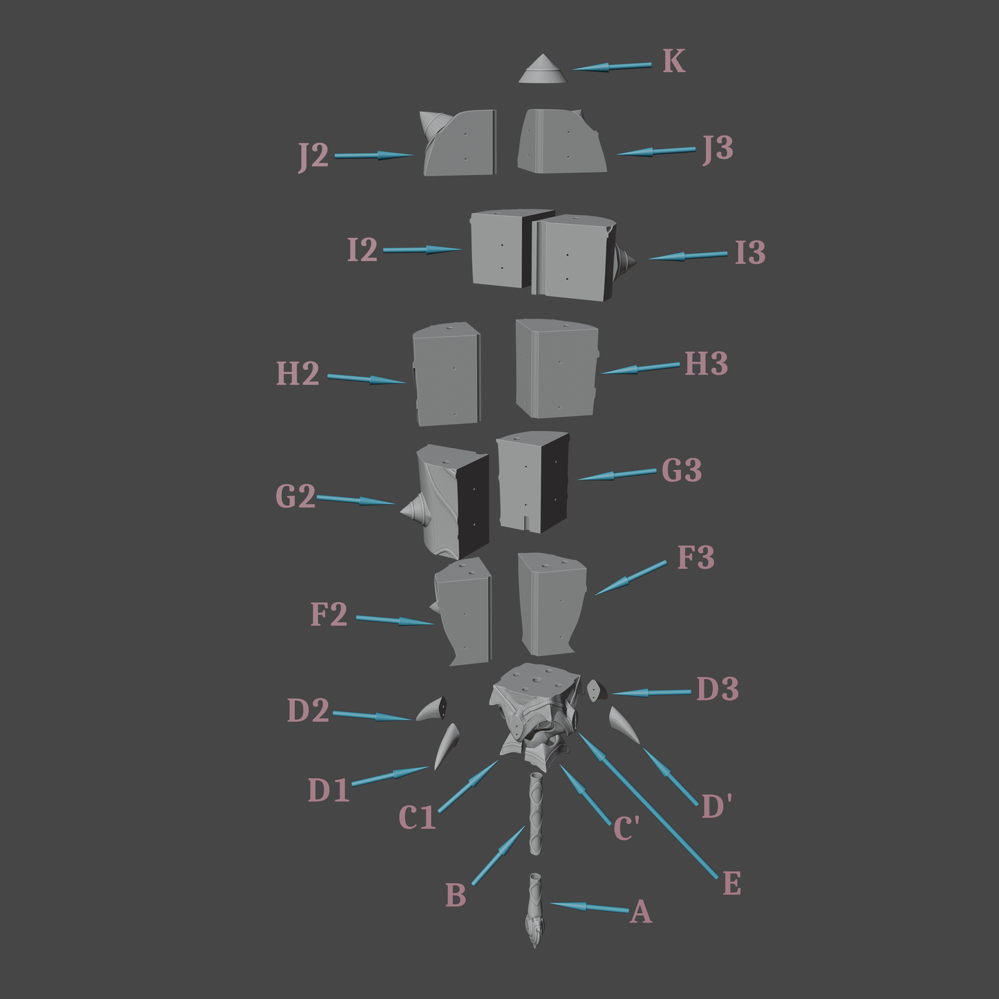 Itto Mace - Digital 3D Model - Genshin Impact - Arataki Itto Cosplay