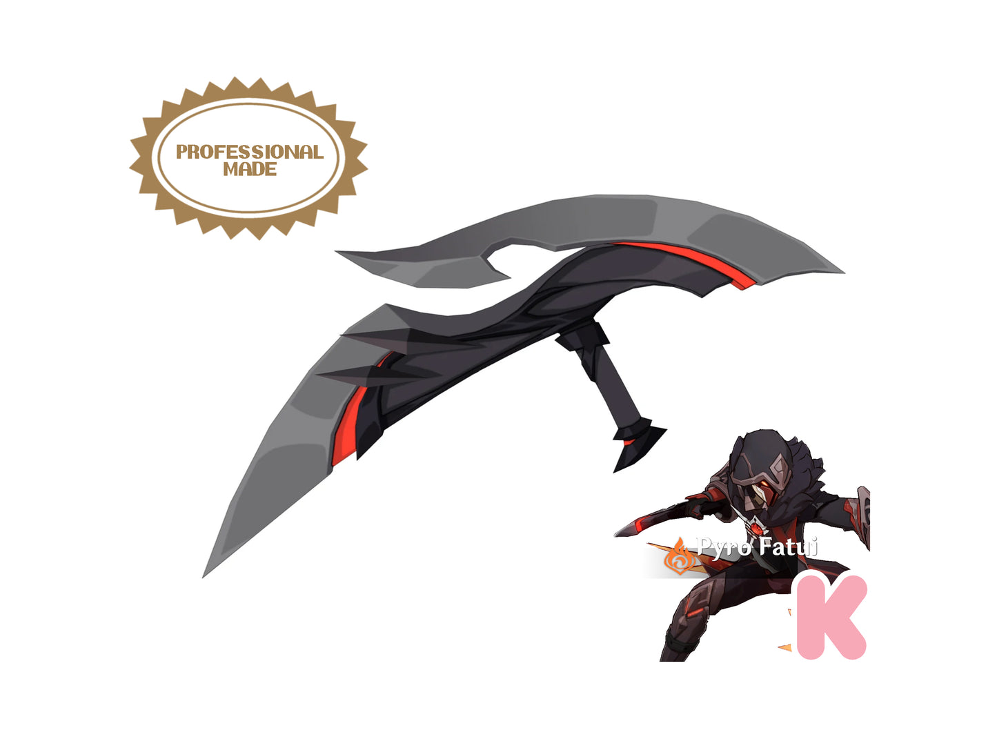Agent's Sacrificial Knife - Digital 3D Model - Genshin Impact - Fatui Pyro Agent Cosplay