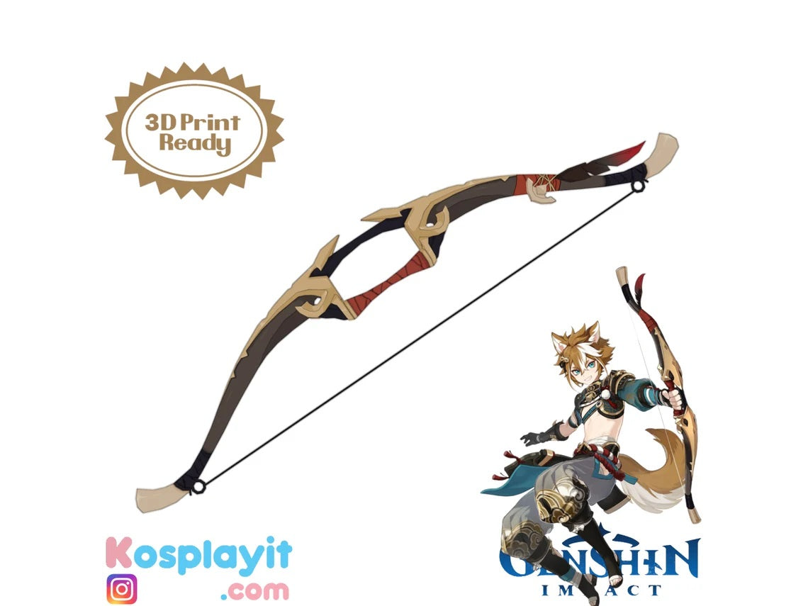 Gorou Cosplay Raven Bow Digital 3D Model Files and Physical 3D