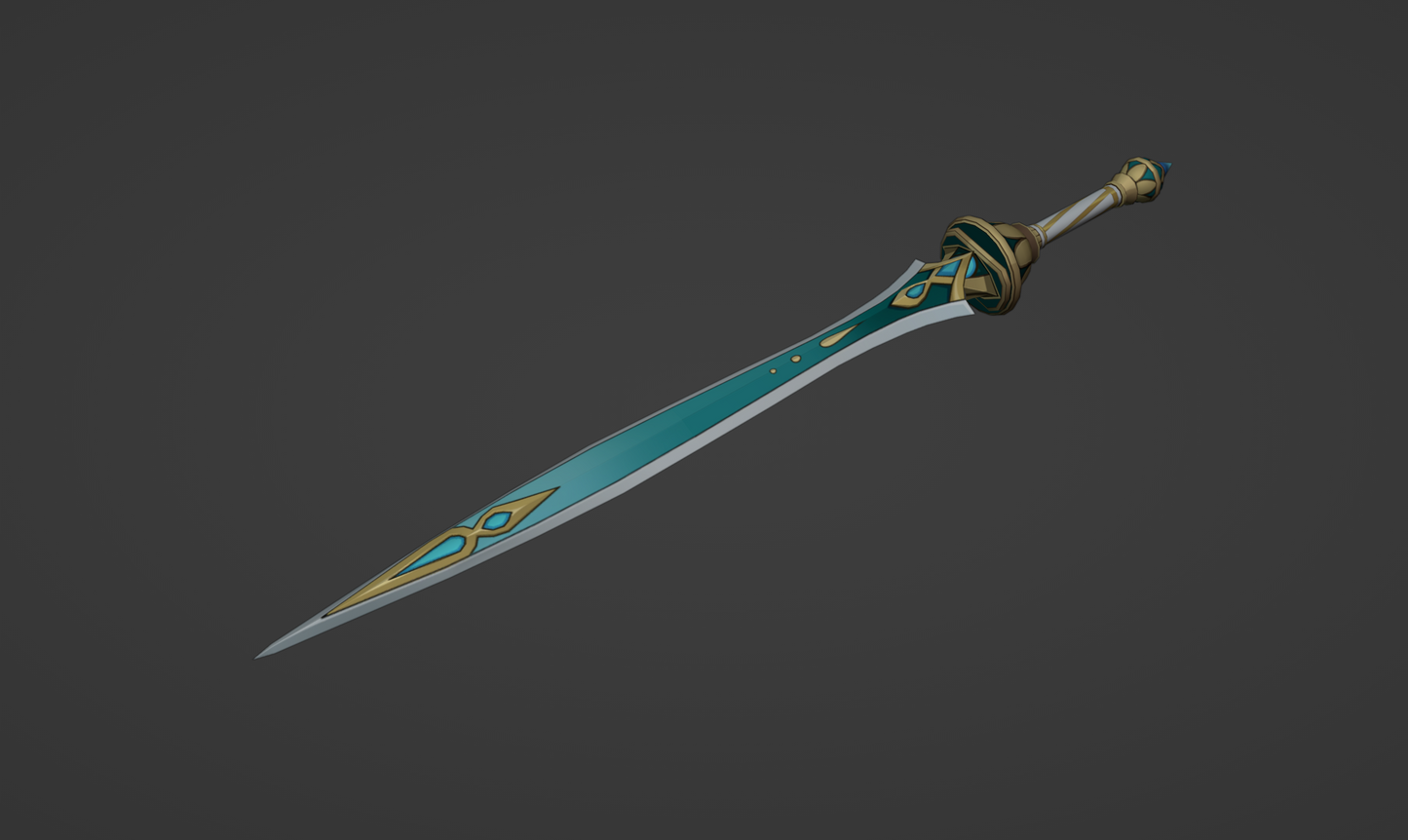 Xiphos Moonlight Sword - Digital 3D Model- Genshin Impact - Kaedehara Kazuha Cosplay