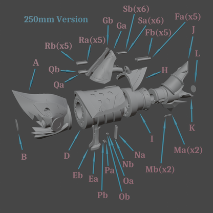 Jinx Arcane Shark Bazooka (Fishbones)- Digital 3D Model - League of Legends - Jinx Arcane Cosplay