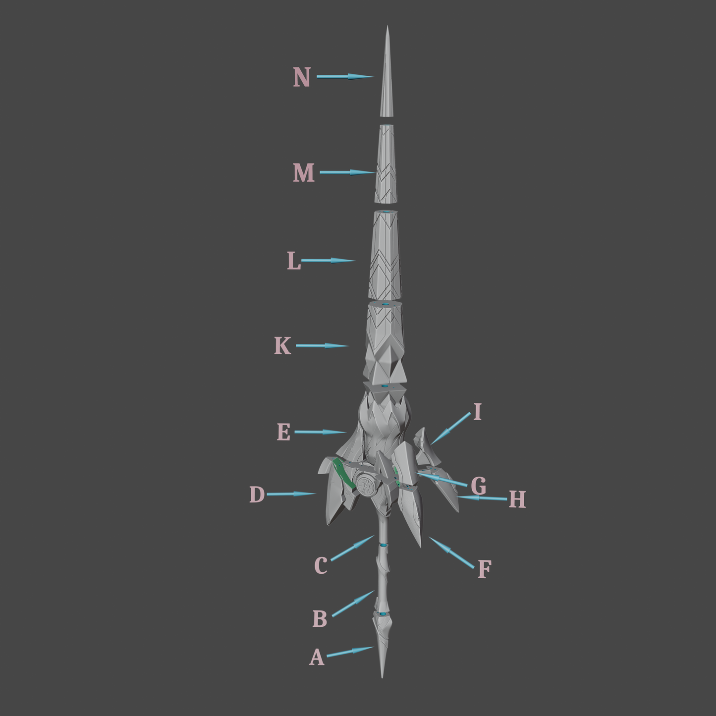 Trailblazer Spear - Digital 3D Model Files and Physical 3D Printed Kit Options - Honkai: Star Rail Cosplay - Trailblazer Cosplay