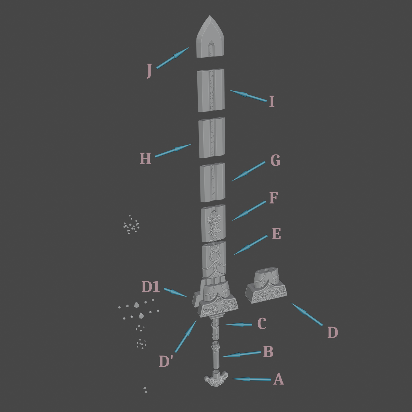 Royal Greatsword - Digital 3D Model Files and Physical 3D Printed Kit Options - Blaidd Sword - -Blaidd Cosplay