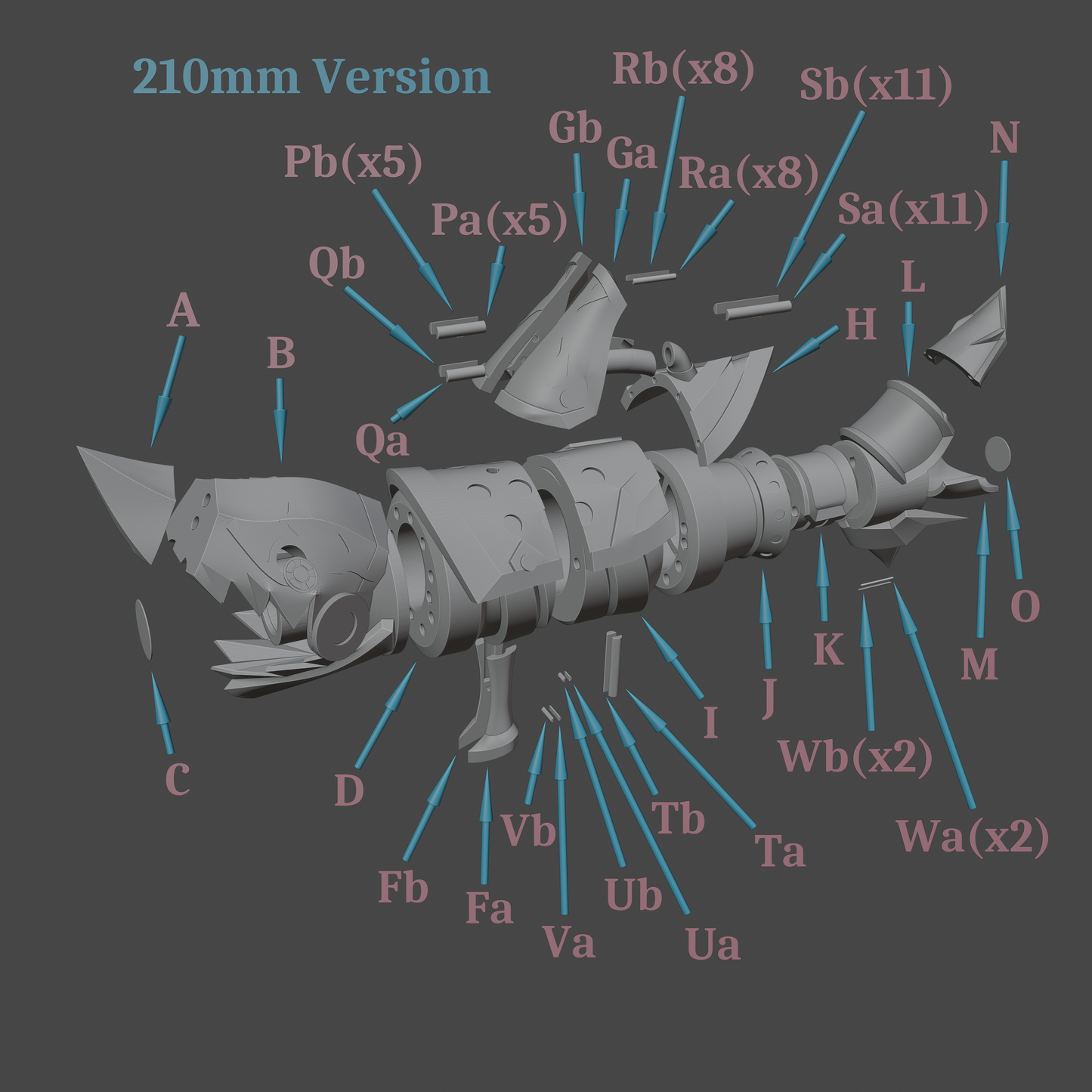 Jinx Arcane Shark Gun - Digital 3D Model and Physical 3D Printed Kit Options - Jinx Arcane Cosplay - Fishbones - Jinx Shark Bazooka