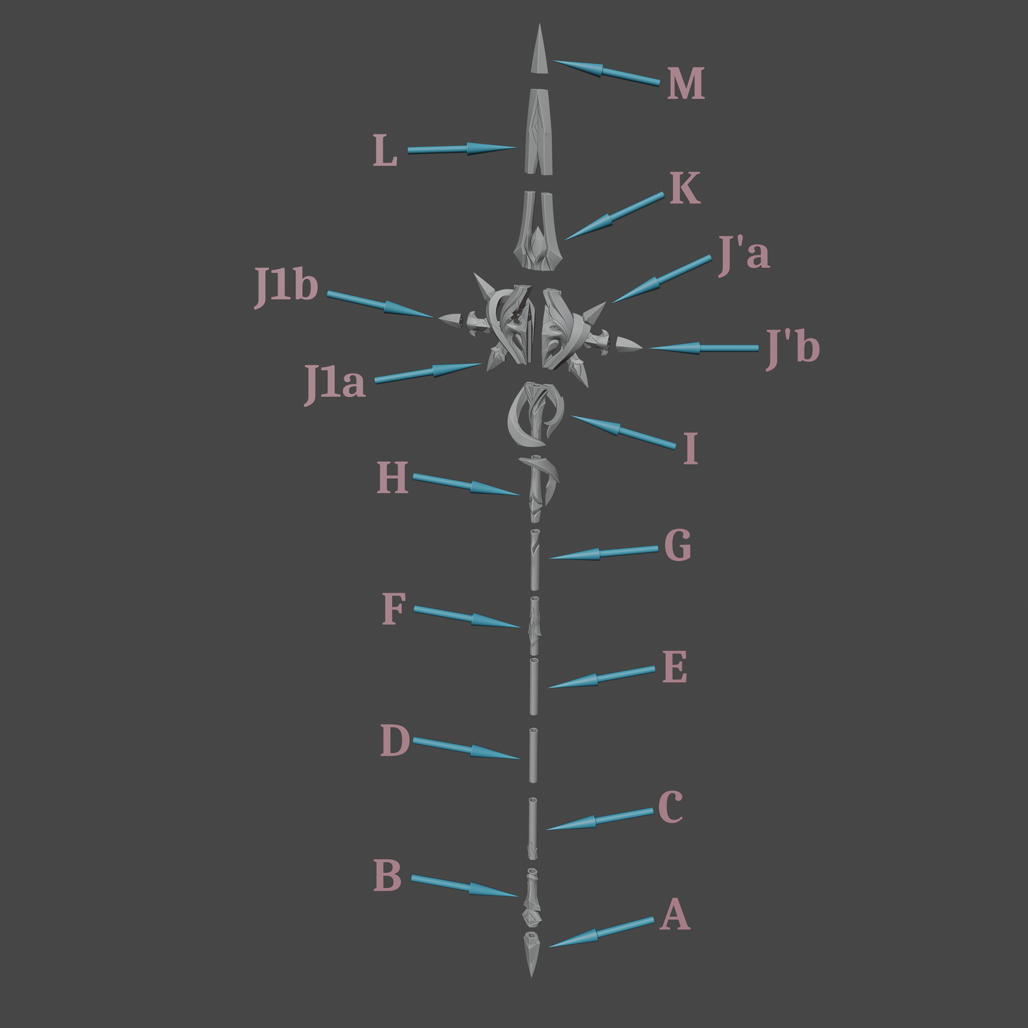 Argenti's Spear - Digital 3D Model Files and Physical 3D Printed Kit Options - Honkai: Star Rail Cosplay - Argenti Cosplay