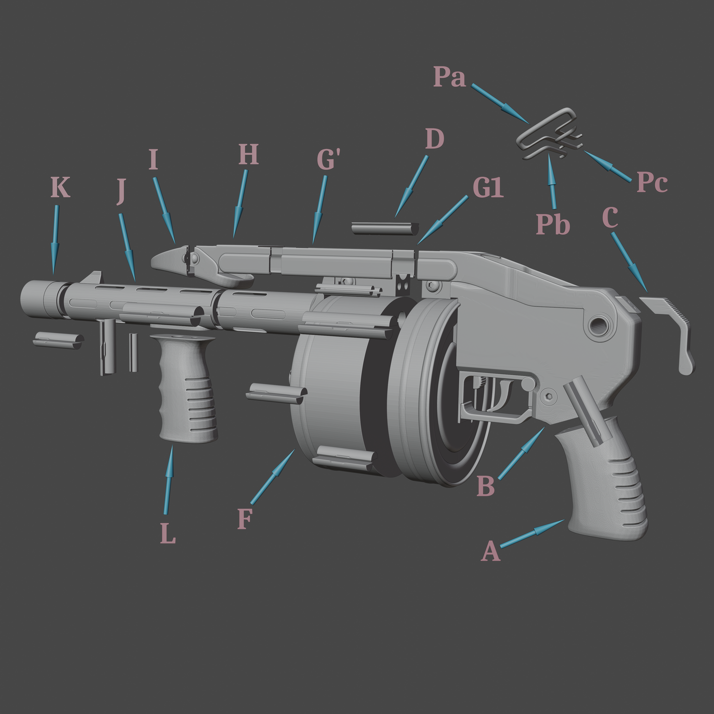 Striker - Digital 3D Model - Resident Evil 4 - Leon Kennedy Cosplay