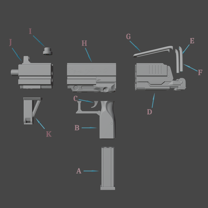 Kafka Uzi - Digital 3D Model - Honkai: Star Rail - Kafka Cosplay