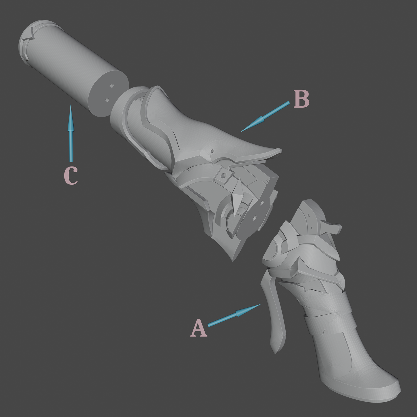 Cryo Fatui Gun - Digital 3D Model Files and Physical 3D Printed Kit Options - Fatui Gun - Fatui Cosplay