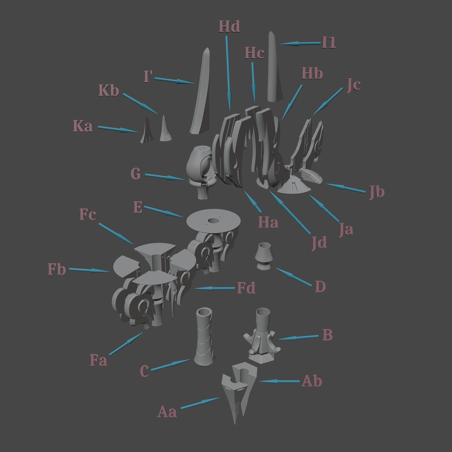 Staff of Homa - Digital 3D Model Files and Physical 3D Printed Kit Options - Hu Tao Spear