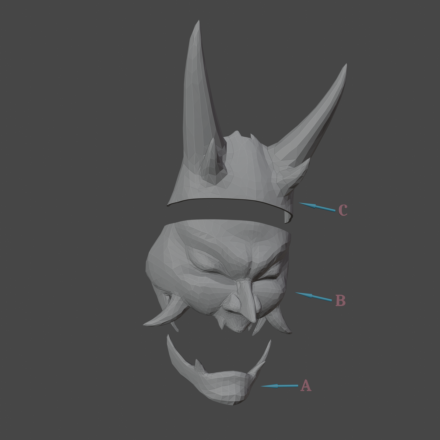 Xiao Demon Mask - Digital 3D Model Files and Physical 3D Printed Kit Options - Xiao Cosplay - Xiao Mask