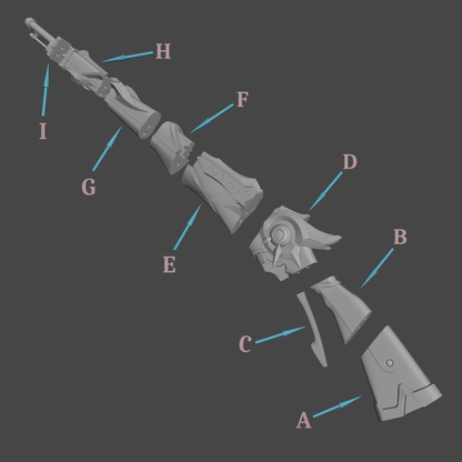 Pyroslinger Bracer Gun - Digital 3D Model - Genshin Impact - Pyroslinger Bracer Cosplay