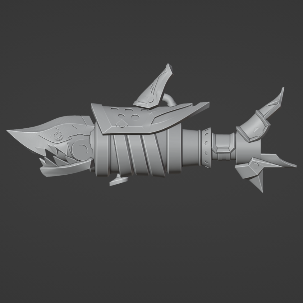 Jinx Arcane Shark Gun - Digital 3D Model and Physical 3D Printed Kit Options - Jinx Arcane Cosplay - Fishbones - Jinx Shark Bazooka