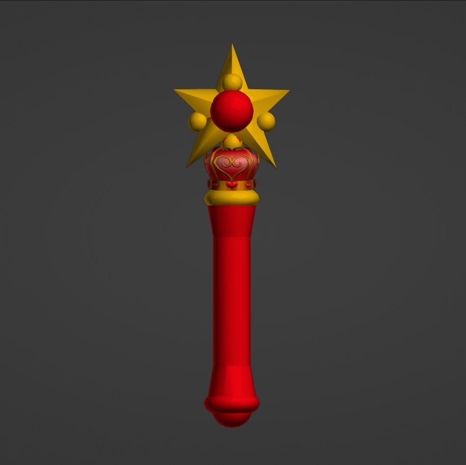 Sailor Mars's Star Wand - Digital 3D Model Files and Physical 3D Printed Kit Options - Sailor Mars Cosplay - Star Wand