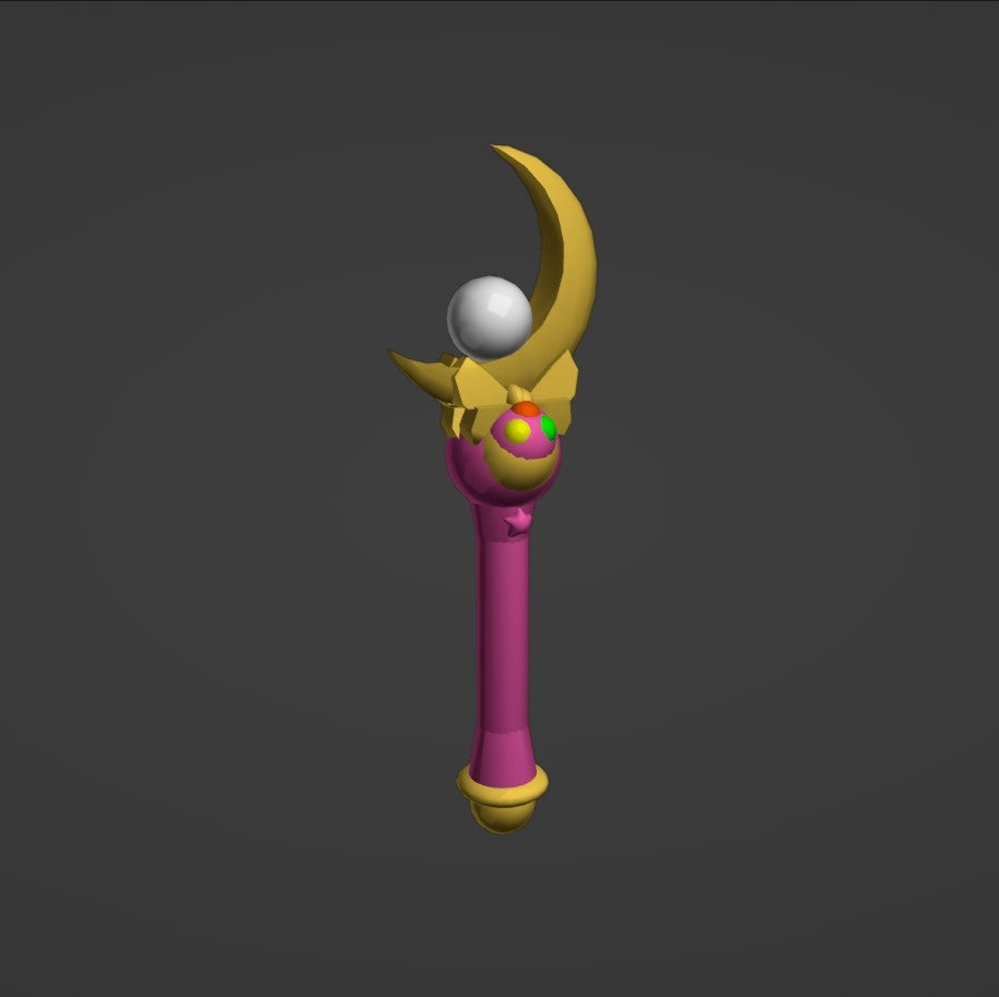 Sailor Moon's Moon Stick - Digital 3D Model Files and Physical 3D Printed Kit Options - Sailor Moon Cosplay - Moon Stick