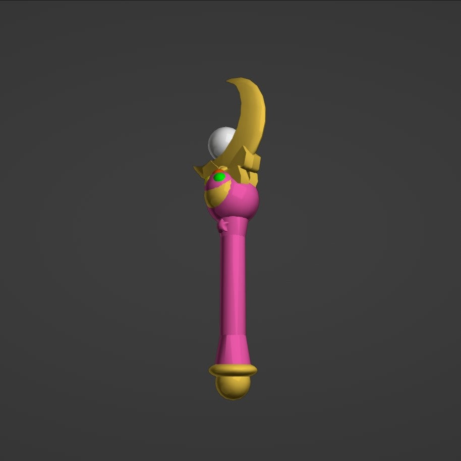 Sailor Moon's Moon Stick - Digital 3D Model Files and Physical 3D Printed Kit Options - Sailor Moon Cosplay - Moon Stick