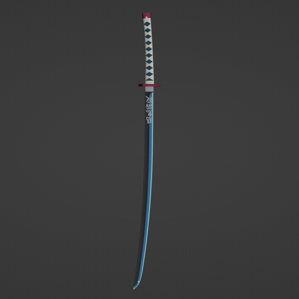 Giyu Tomioka's Sword - Digital 3D Model Files and Physical 3D Printed Kit Options - Giyu Tomioka Cosplay - Nichirin Sword